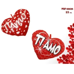CUORE IN PELUCHE CUSCINO SCRITTA TI AMO 23CM SAN VALENTINO 2 MOD ASSORTITI 65620