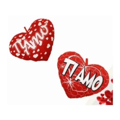CUORE IN PELUCHE CUSCINO SCRITTA TI AMO 23CM SAN VALENTINO 2 MOD ASSORTITI 65620
