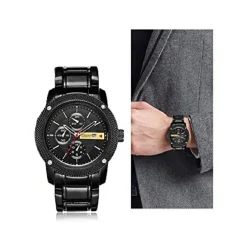 CURREN OROLOGIO AL QUARZO DA UOMO STILE SPORTIVO/MILITARE IN ACCIAIO DATA NERO