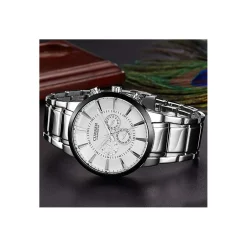 CURREN OROLOGIO SEMPLICE MODA UOMO ACCIAIO OROLOGIO DA POLSO QUADRANTE NERO