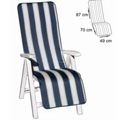 CUSCINO COPRISEDIA SEDIA SDRAIO GIARDINO SEDUTA SCHIENALE RIGHE BLU 157X49CM