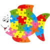 3D PUZZLE LEGNO FORMA DI PESCE EDUCATIVO LETTERE NUMERI BAMBINI IMPARARE