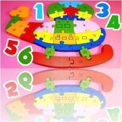 3D PUZZLE LEGNO FORMA ELICOTTERO EDUCATIVO LETTERE NUMERI BAMBINI IMPARARE DFH