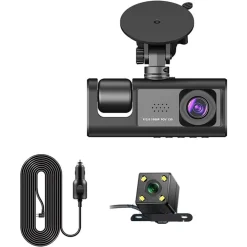 DASH CAM TELECAMERA A 3 VIE ANTERIORE DVR AUTO A 3CH HD 1080P REGISTRATORE VIDEOCAMERA