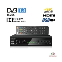 DECODER DIGITALE TERRESTRE DVB T3 HD 4K DOLBY H.265 USB SCART LAN Q-DV800