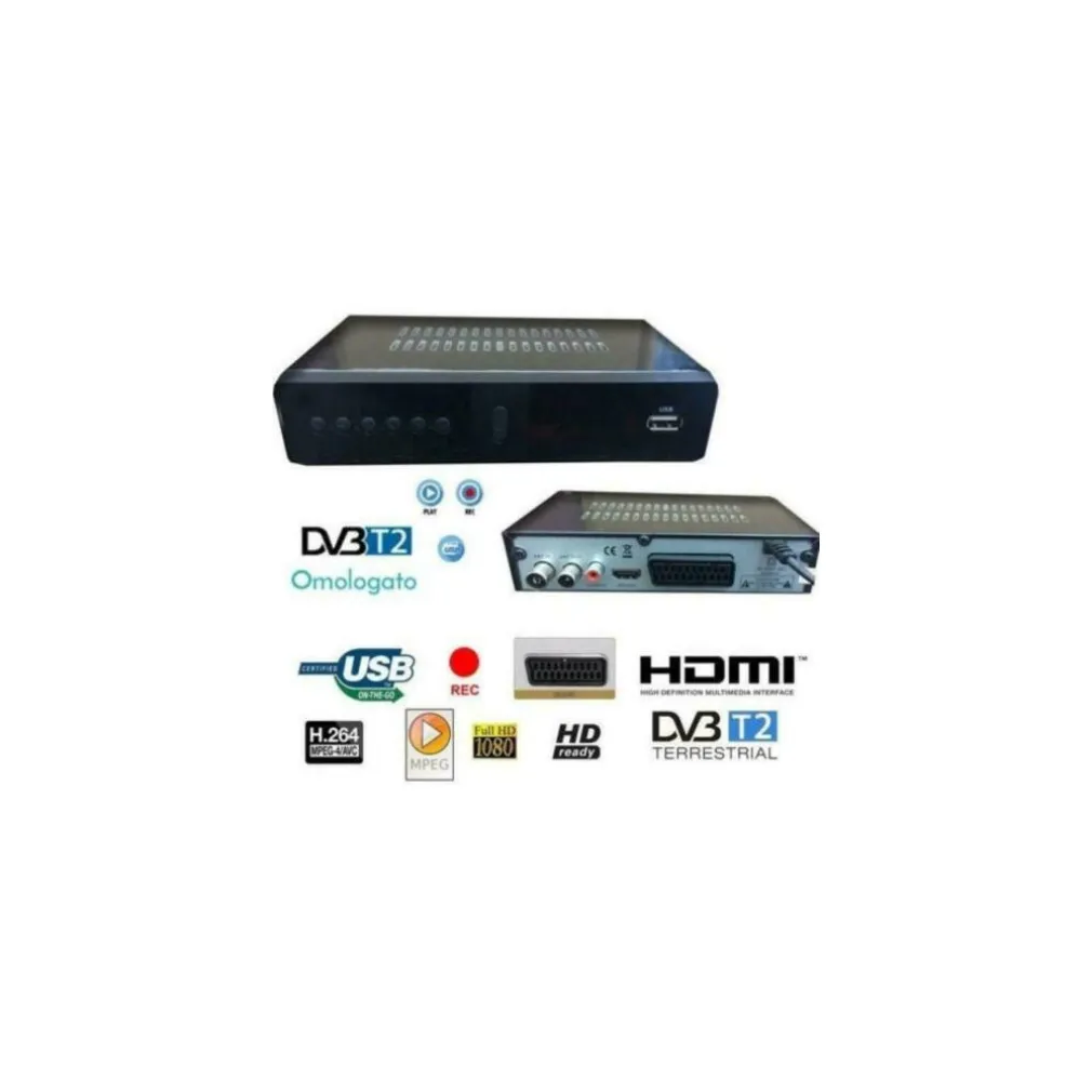 DECODER RICEVITORE DIGITALE TERRESTRE DVB-T TV SCART HDMI ANTENNA 1080P REG PVR