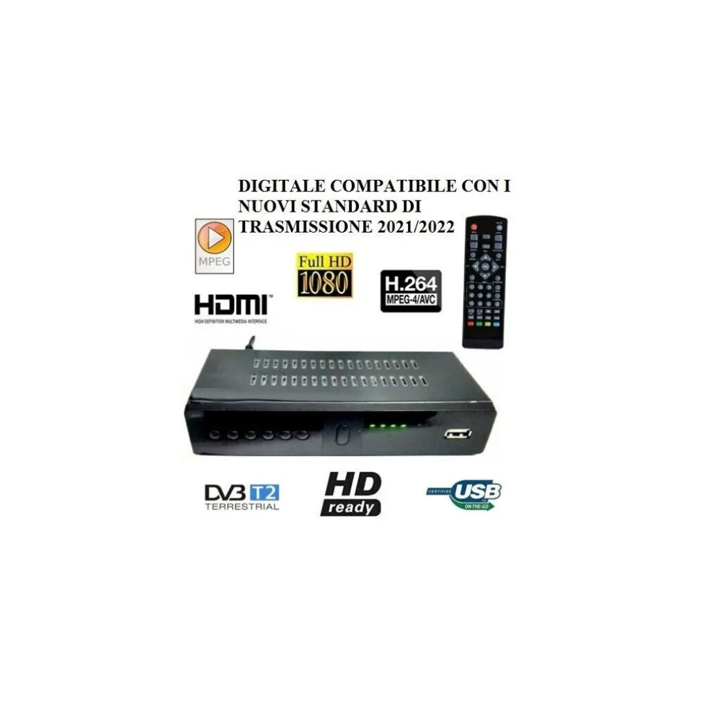 DECODER RICEVITORE DIGITALE TERRESTRE DVB-T TV SCART HDMI ANTENNA 1080P REG PVR
