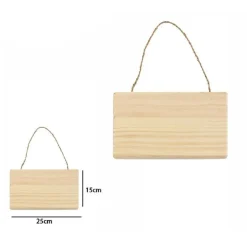DECORAZIONE IN LEGNO RETTANGOLARE DA APPENDERE CON CORDA INSEGNA 25X15 CM 74204A