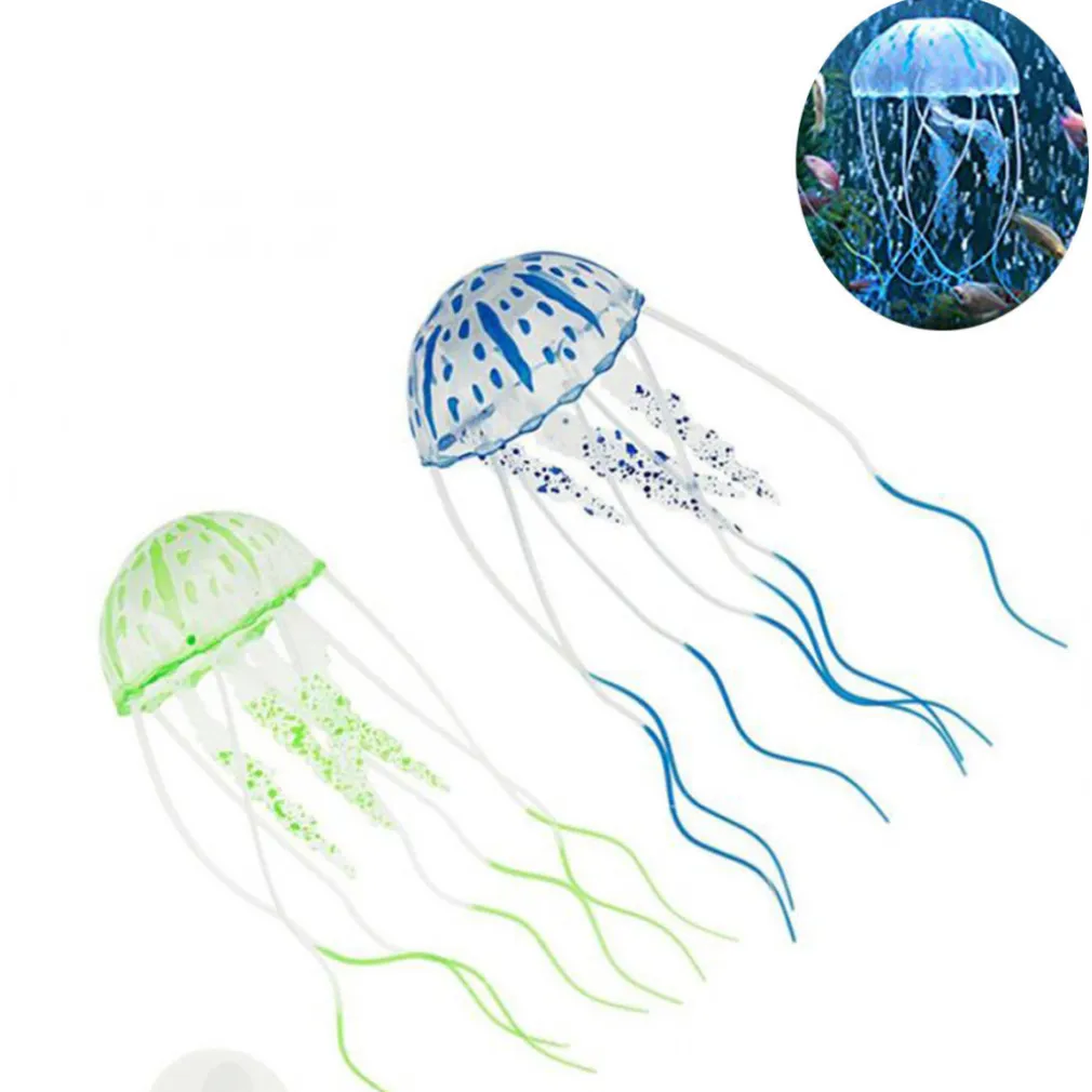 DECORAZIONE MEDUSA IN SILICONE PER ACQUARIO DOLCE E MARINO FLUORESCENTE PESCI