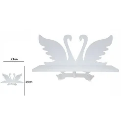 DECORAZIONE PARETE IN LEGNO BIANCO CON MENSOLA 2 APPENDINI CIGNI 23 X 39 CM