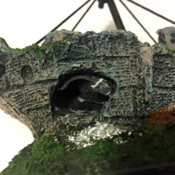 DECORAZIONE PER ACQUARIO RELITTO NAVE IMBARCAZIONE RESINA PESCI ACQUA BARCA