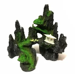 DECORAZIONE PER ACQUARIO PAESAGGIO ROCCIA MONTAGNA RESINA PESCI ACQUA ORNAMENTO