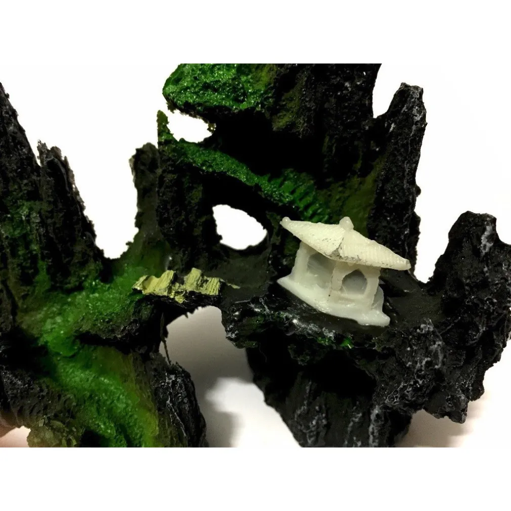DECORAZIONE PER ACQUARIO PAESAGGIO ROCCIA MONTAGNA RESINA PESCI ACQUA ORNAMENTO