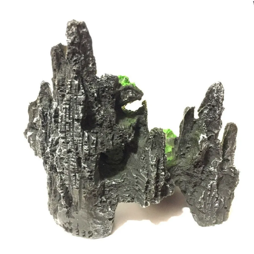 DECORAZIONE PER ACQUARIO PAESAGGIO ROCCIA MONTAGNA RESINA PESCI ACQUA ORNAMENTO