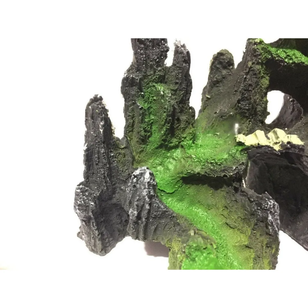 DECORAZIONE PER ACQUARIO PAESAGGIO ROCCIA MONTAGNA RESINA PESCI ACQUA ORNAMENTO