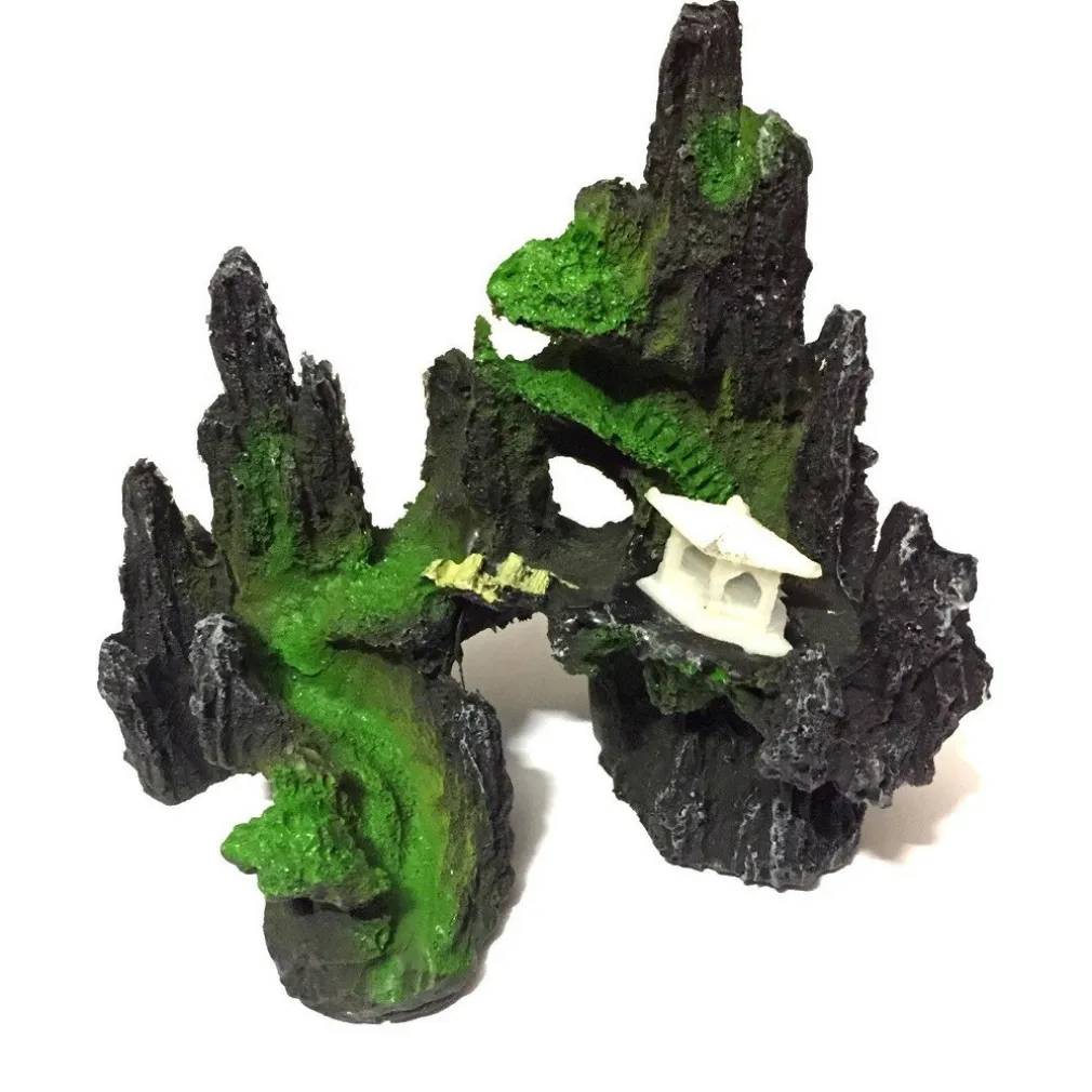 DECORAZIONE PER ACQUARIO PAESAGGIO ROCCIA MONTAGNA RESINA PESCI ACQUA ORNAMENTO
