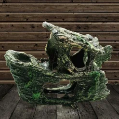 DECORAZIONE PER ACQUARIO RELITTO NAVE IMBARCAZIONE RESINA PESCI ACQUA ORNAMENTO