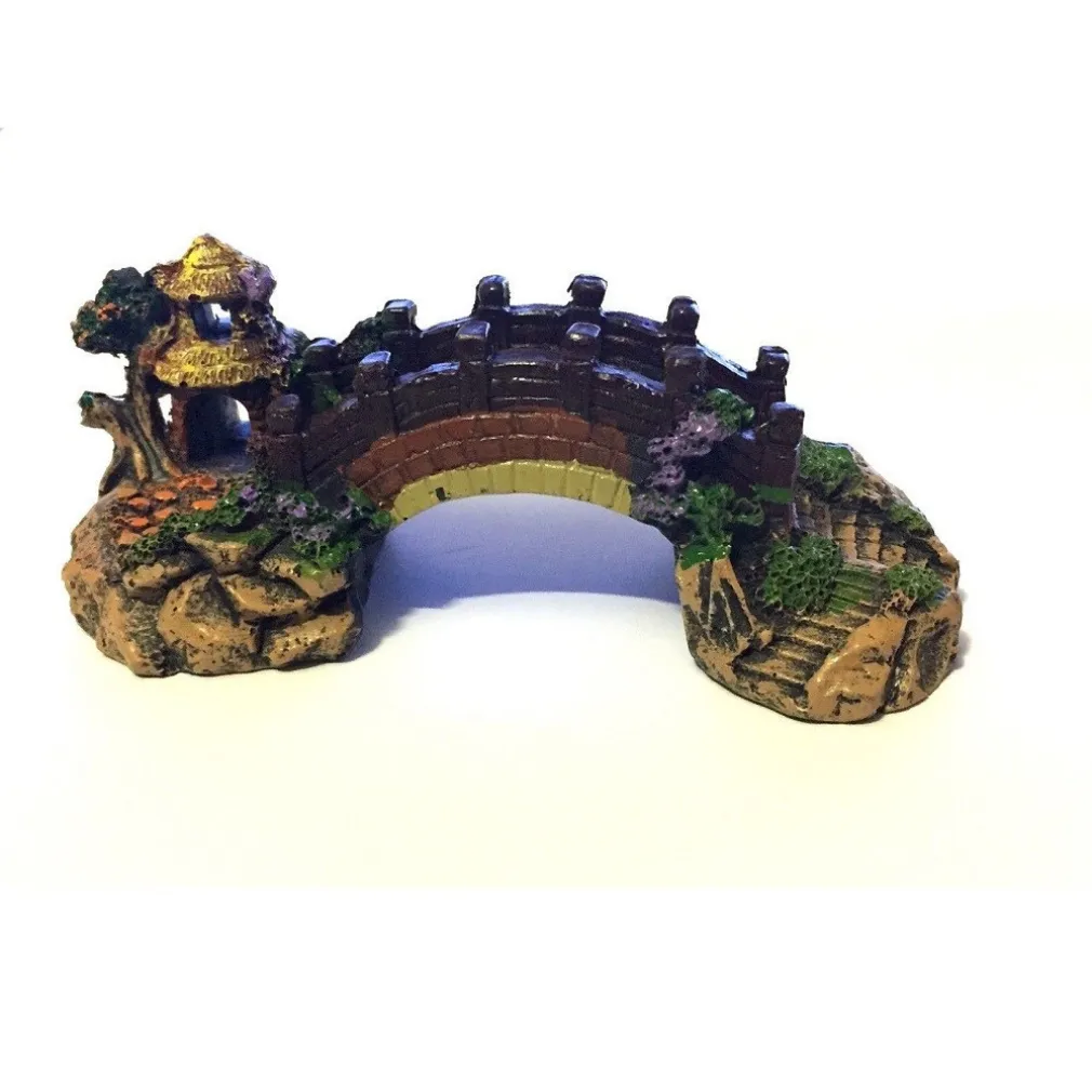 DECORAZIONE PER ACQUARIO PONTE SUBACQUEO RESINA PESCI ACQUA ORNAMENTO VASCA