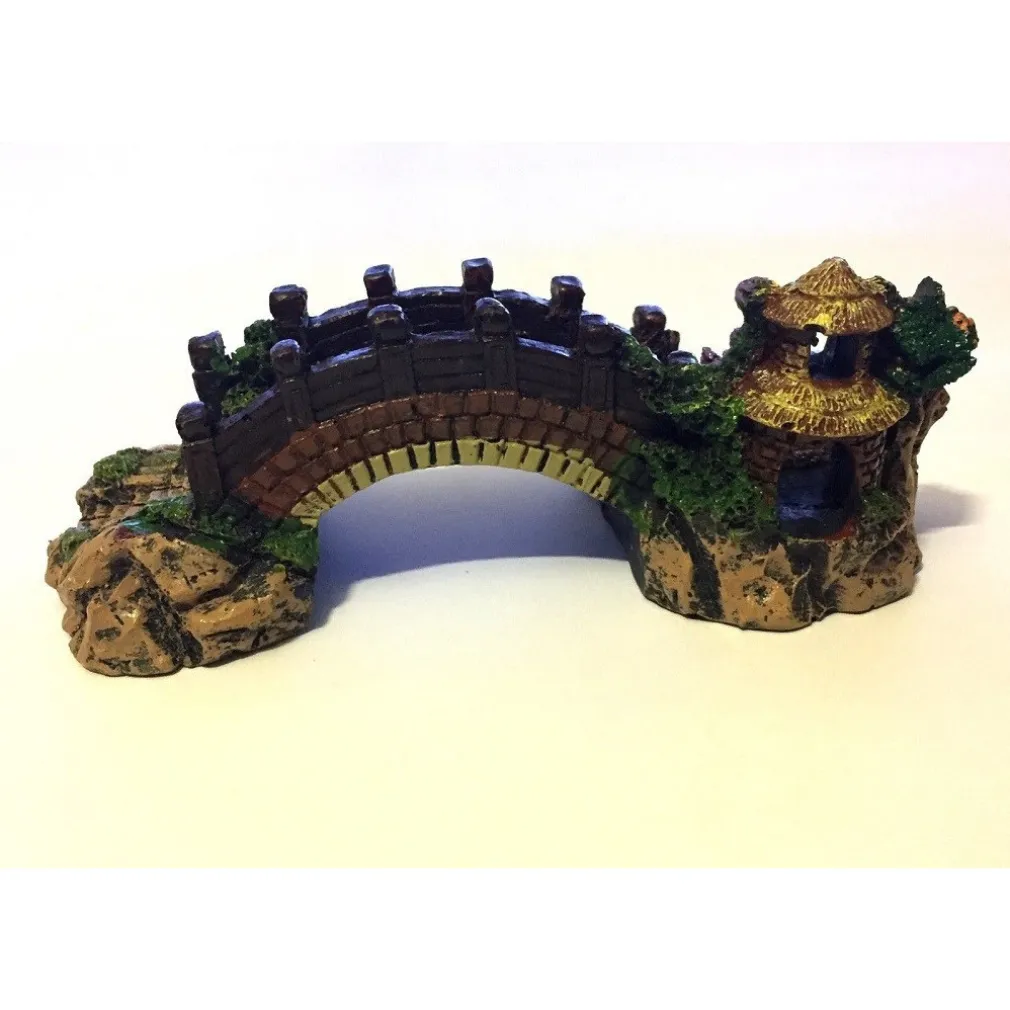 DECORAZIONE PER ACQUARIO PONTE SUBACQUEO RESINA PESCI ACQUA ORNAMENTO VASCA