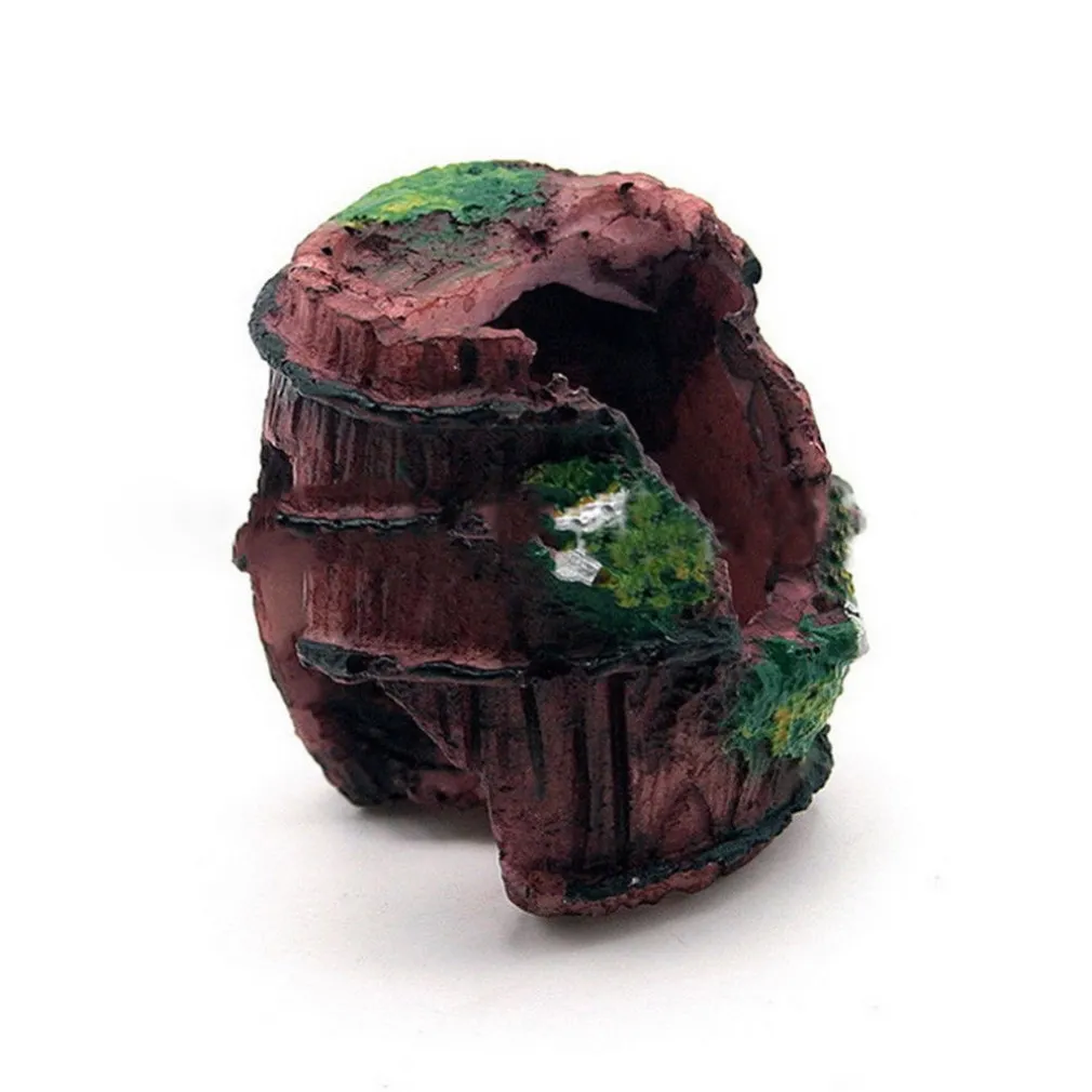 DECORAZIONE PER ACQUARIO BARILE RELITTO GROTTA RESINA PESCI ACQUA ORNAMENTO