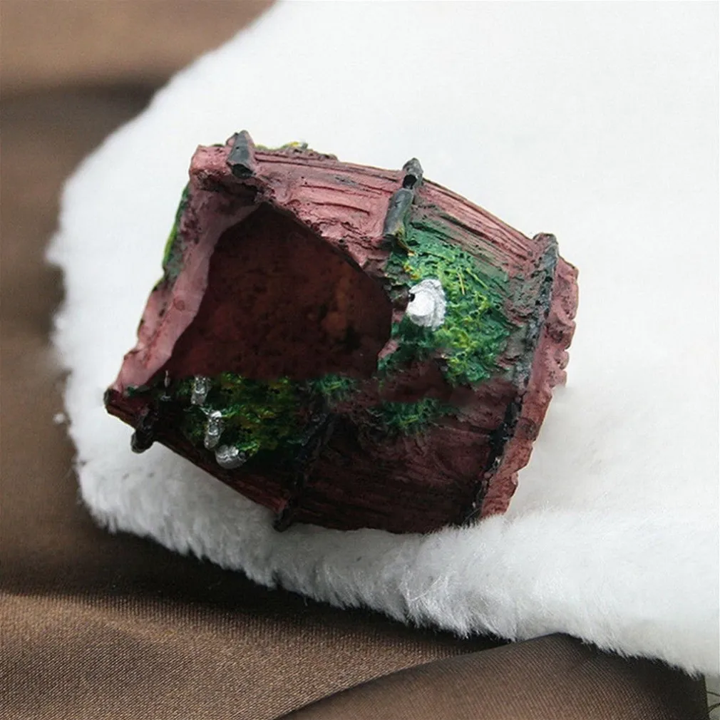 DECORAZIONE PER ACQUARIO BARILE RELITTO GROTTA RESINA PESCI ACQUA ORNAMENTO