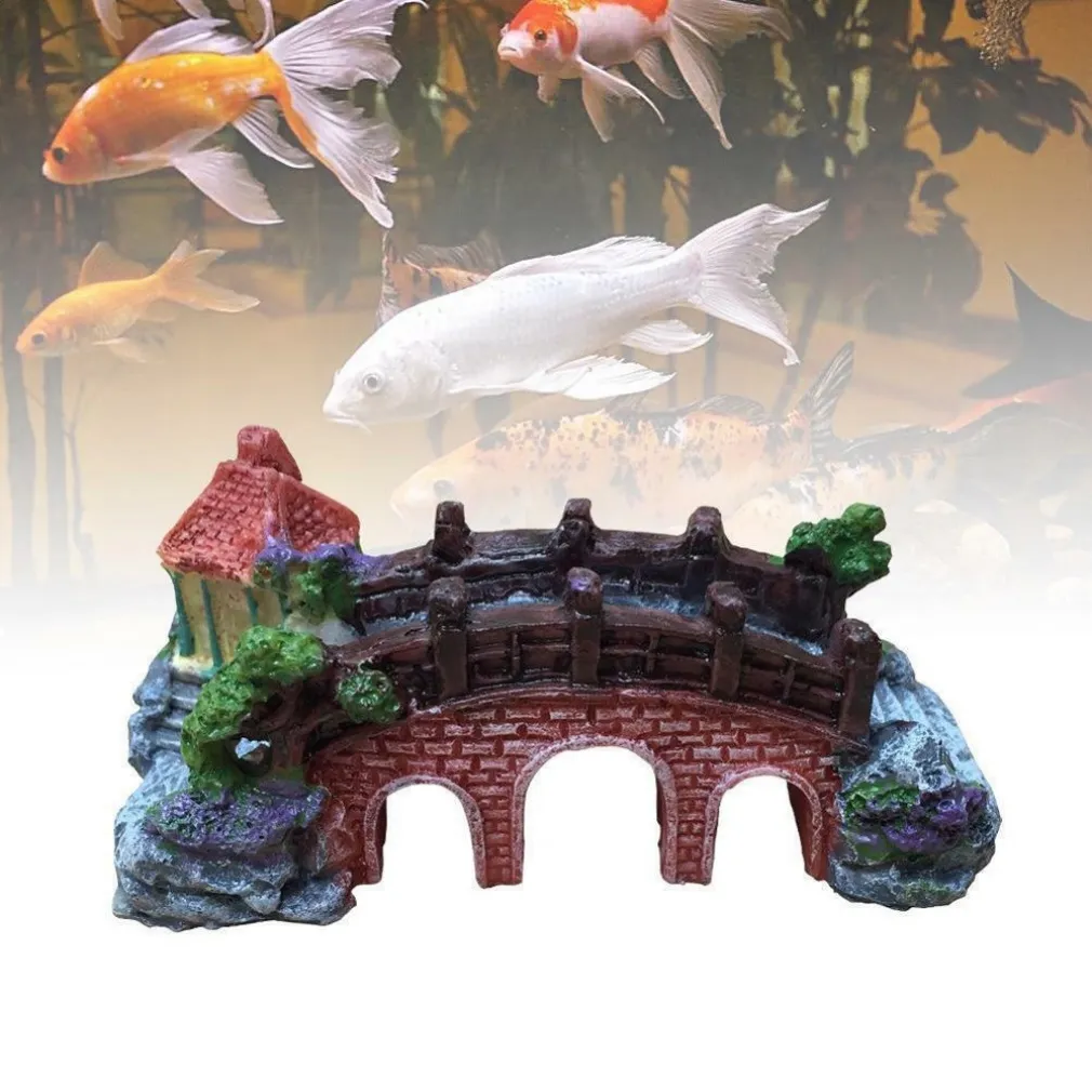 DECORAZIONE PER ACQUARIO PONTE SUBACQUEO RESINA PESCI ACQUA ORNAMENTO VASCA