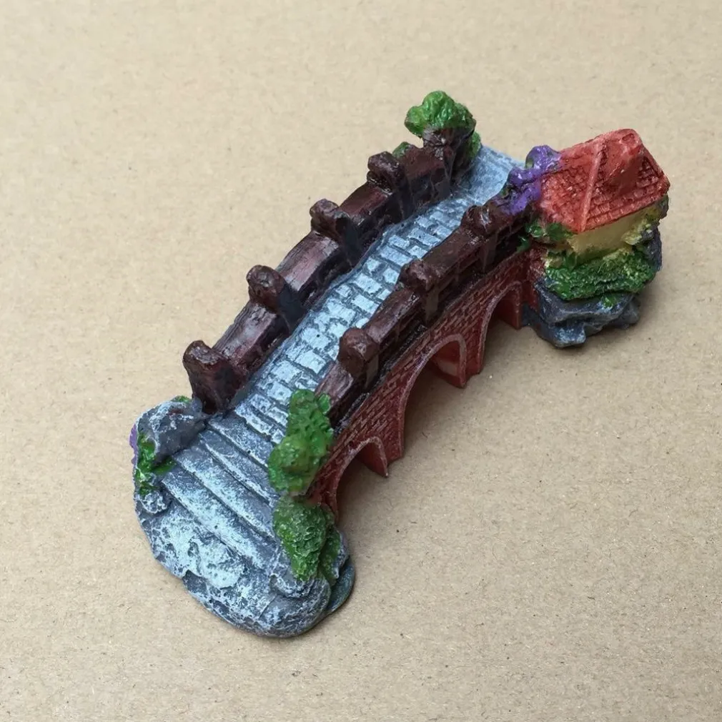 DECORAZIONE PER ACQUARIO PONTE SUBACQUEO RESINA PESCI ACQUA ORNAMENTO VASCA