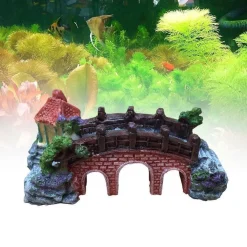 DECORAZIONE PER ACQUARIO PONTE SUBACQUEO RESINA PESCI ACQUA ORNAMENTO VASCA