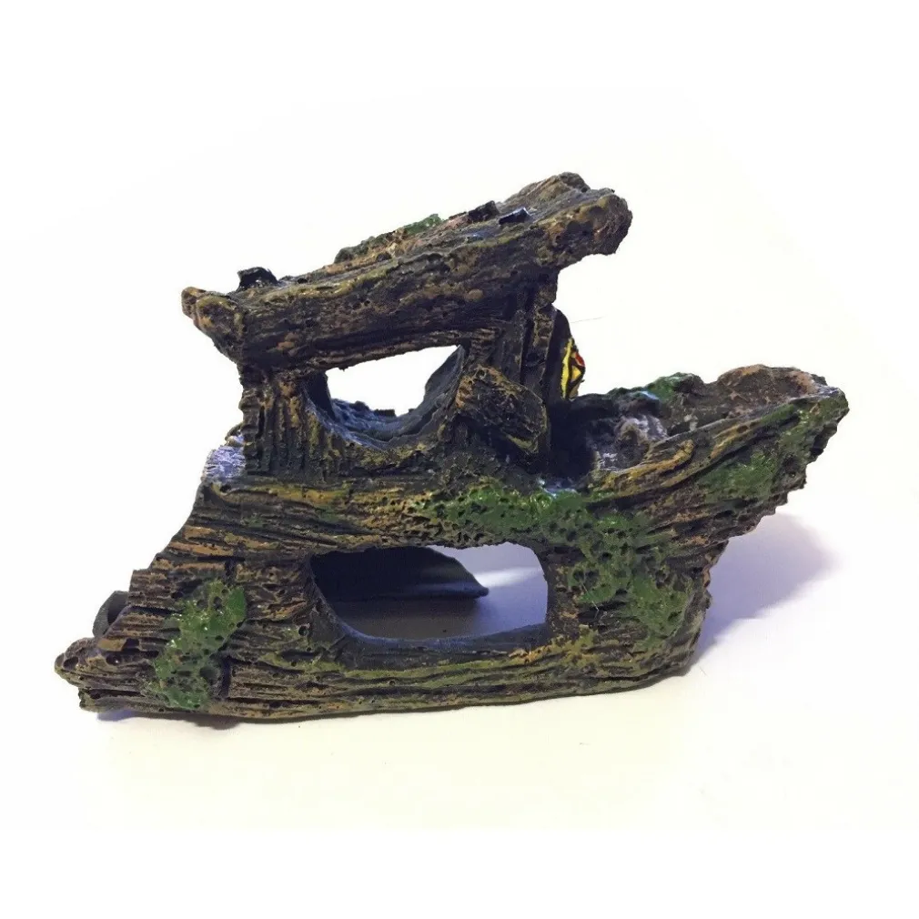 DECORAZIONE PER ACQUARIO RELITTO NAVE IMBARCAZIONE RESINA PESCI ACQUA ORNAMENTO