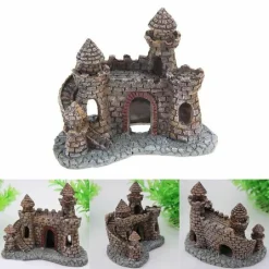 DECORAZIONE PER ACQUARIO CASTELLO CON TORRE RESINA PESCI ACQUA H10 CM ORNAMENTO