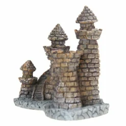 DECORAZIONE PER ACQUARIO CASTELLO CON TORRE RESINA PESCI ACQUA H10 CM ORNAMENTO