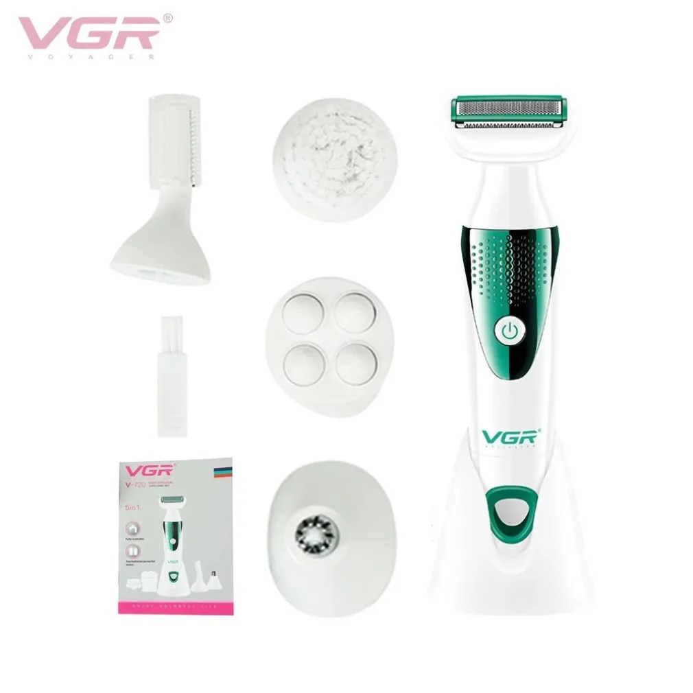 DEPILATORE 5IN1 EPILATORE ELETTRICO DONNA BATTERIA TESTINE INTERCAMBIABILI V-720