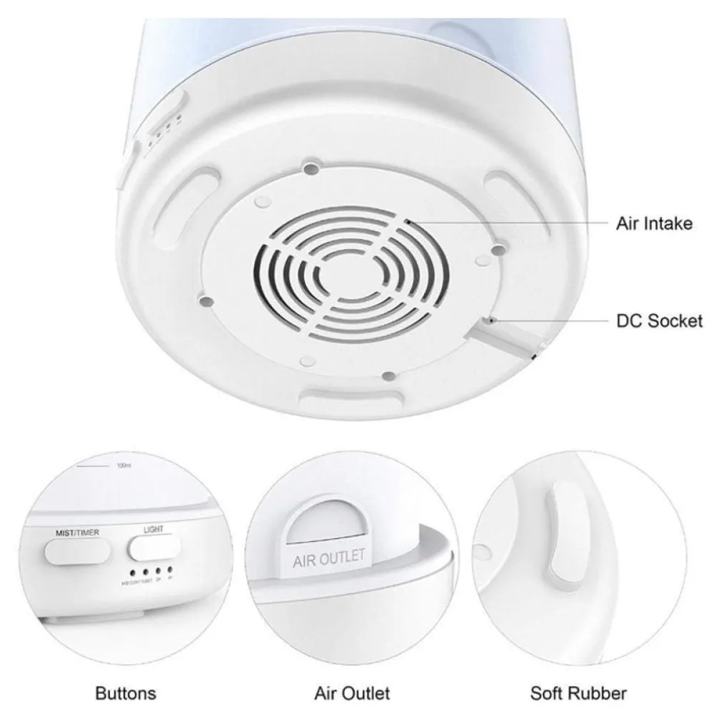 DIFFUSORE AROMI 4IN1 UMIDIFICATORE BIANCO AMBIENTE RGB AROMATERAPIA ULTRASUONI