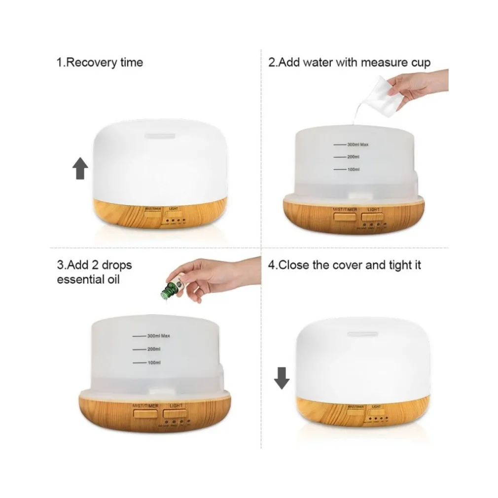 DIFFUSORE AROMI 4IN1 UMIDIFICATORE BIANCO AMBIENTE RGB AROMATERAPIA ULTRASUONI