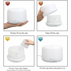 DIFFUSORE AROMI 300ML UMIDIFICATORE LAMPADA FRAGRANZA CON TELECOMANDO PROFUMATORE