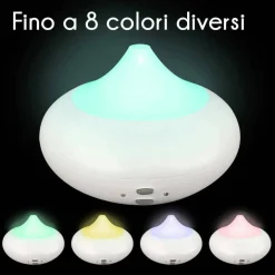 DIFFUSORE AROMI USB LUCE LED 8 COLORI AROMATERAPIA OLIO PROFUMATO BIANCO 140ML