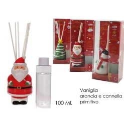 DIFFUSORE DI FRAGRANZE CON BASTONCINI DECORAZIONI NATALIZIE 100 ML MODELLI ASSORTITI