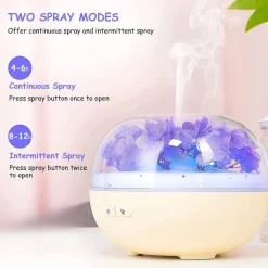 DIFFUSORE OLI ESSENZIALI FIORI ETERNI ULTRASUONI UMIDIFICATORE USB 7 LUCI LED BEIGE