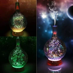 DIFFUSORE OLI VETRO CROMOTERAPIA AROMATERAPIA UMIDIFICATORE 3D ULTRASUONI TIMER