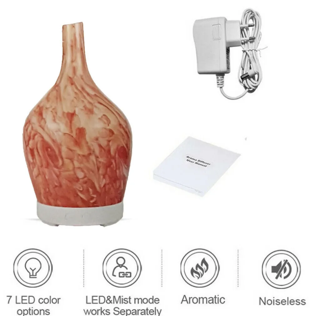 DIFFUSORE OLI VETRO CROMOTERAPIA AROMATERAPIA UMIDIFICATORE BIANCO ROSSO 04 LED