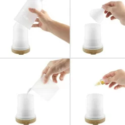 DIFFUSORE OLI VETRO CROMOTERAPIA AROMATERAPIA UMIDIFICATORE BIANCO E NERO 03 LED