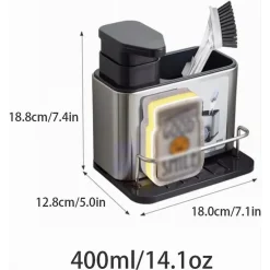 DISPENSER DI SAPONE CUCINA DA APPOGGIO MANUALE IN ACCIAIO CONTENITORE DA 400 ML