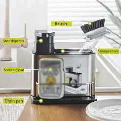 DISPENSER DI SAPONE CUCINA DA APPOGGIO MANUALE IN ACCIAIO CONTENITORE DA 400 ML