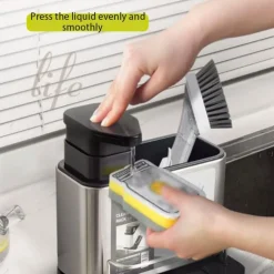 DISPENSER DI SAPONE CUCINA DA APPOGGIO MANUALE IN ACCIAIO CONTENITORE DA 400 ML