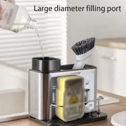 DISPENSER DI SAPONE CUCINA DA APPOGGIO MANUALE IN ACCIAIO CONTENITORE DA 400 ML