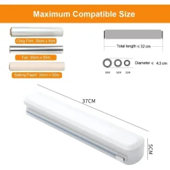 DISPENSER PER PELLICOLA TRASPARENTE ALIMENTI O CARTA ALLUMINIO CON TAGLIERINO