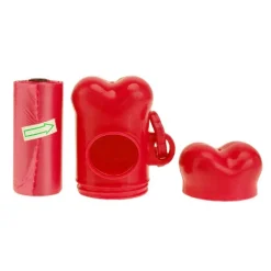 DISPENSER PORTA SACCHETTI PER CANI + 3 ROTOLI SACCHETTO RACCOGLI FECI ANIMALI