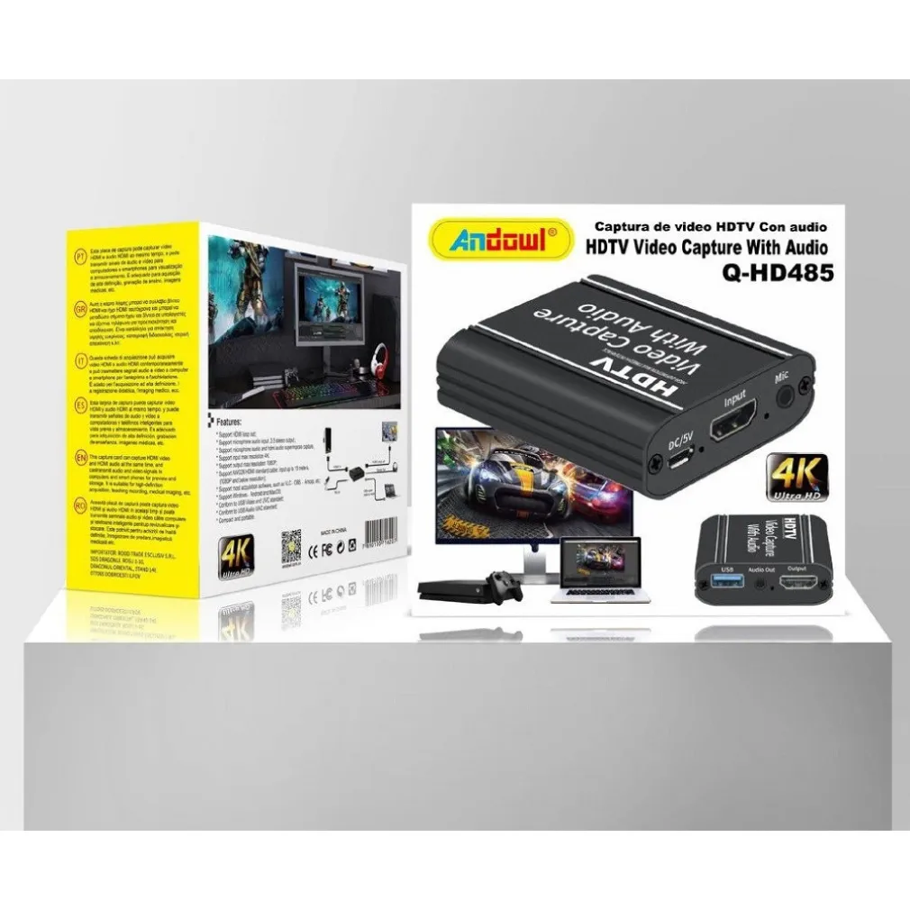 DISPOSITIVO ACQUISIZIONE VIDEO AUDIO REGISTRATORE Q-HD485 HDTV 4K USB COMPUTER