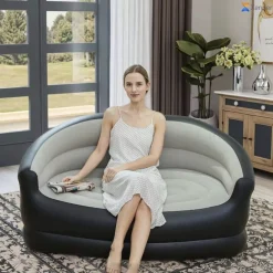 DIVANO GONFIABILE A 2 POSTI COMFORT PORTATILE CON SCHIENALE BRACCIOLI PER INTERNO ESTERNO