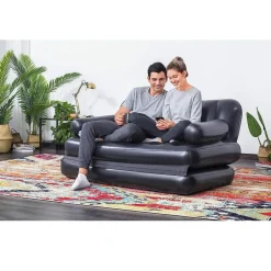 DIVANO MULTIFUNZIONE 188X152X64CM NERO GONFIABILE PIEGHEVOLE 5IN1 CON SACCA 75054